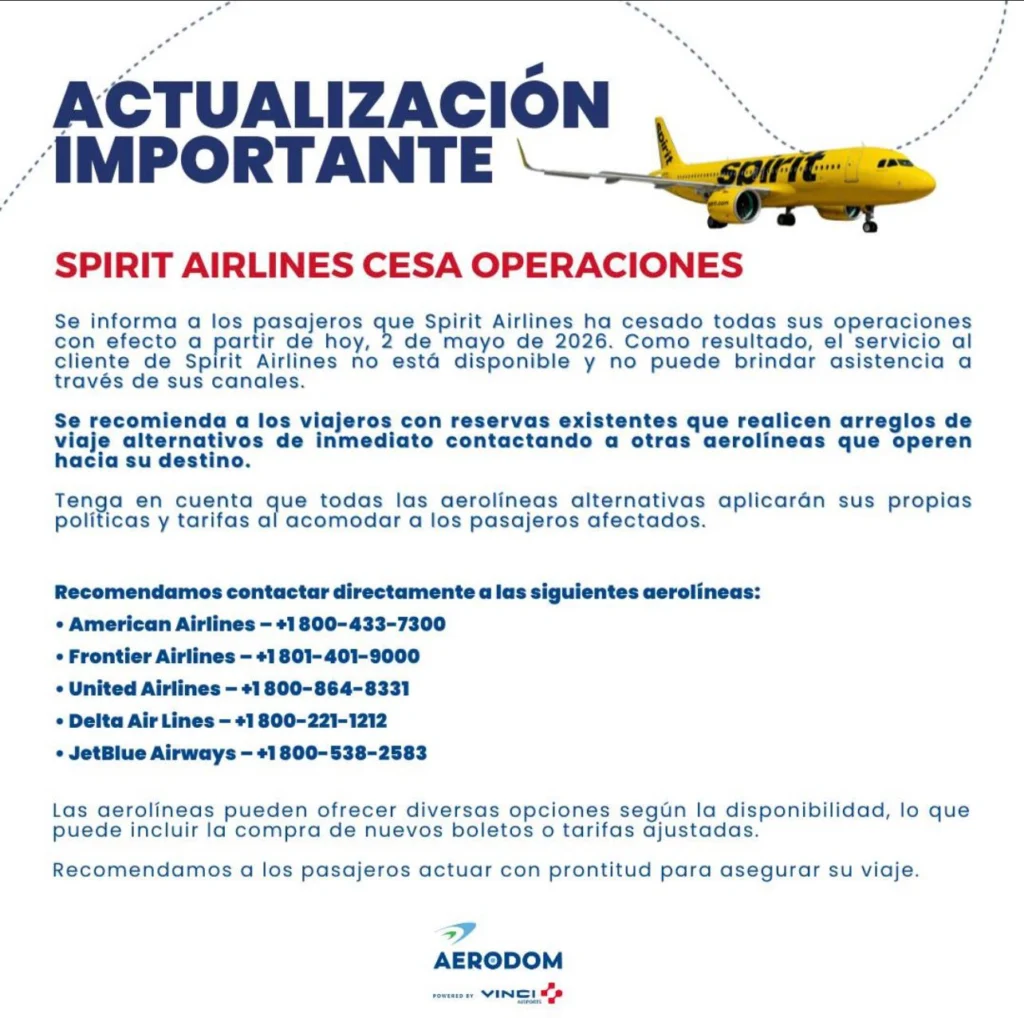 Spirit Airlines anuncia un "cierre gradual" de operaciones y cancela todos sus vuelos