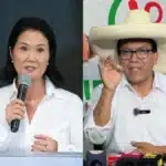Combo de fotografías de archivo que muestra a los candidatos a la Presidencia de Perú Keiko Fujimori (i) y Roberto Sánchez. EFE