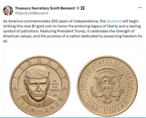 Nueva moneda de un dólar con el rostro de Donald Trump