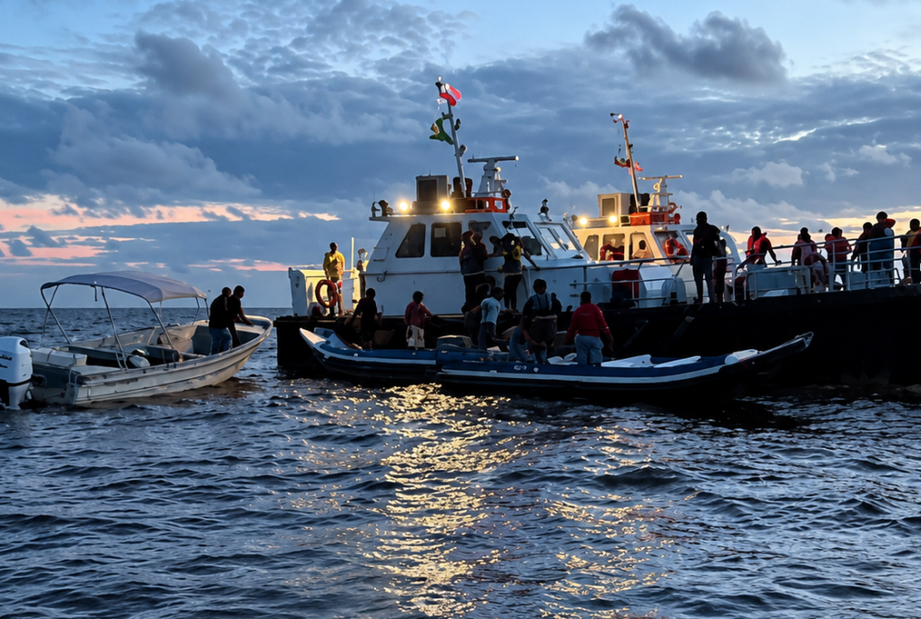 La embarcación MV Barima naufragó la noche del sábado 18 con 179 viajeros